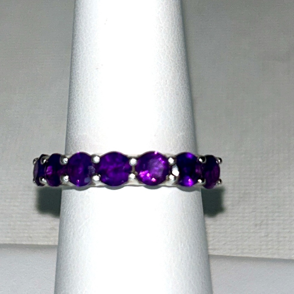 NWOT NYC11 Sterling Silver Genuine Amethyst Gemstone Designer Ring Bridal Modern